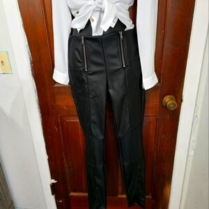 Black leather like pants